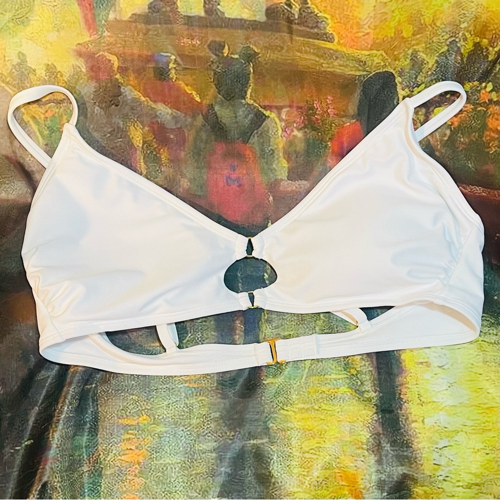 Wild Fable Ring Front Bikini Top White XL